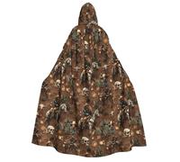 TZTTZT Cape de magicien avec capuche pour homme et femme - Cape de vampire à capuche Western Cowboy Cactus Imprimé sorcière Costume d'Halloween Noir