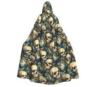 TZTTZT Cape de magicien avec capuche pour homme et femme - Chaîne dorée - Imprimé tête de mort - Cape de vampire à capuche - Costumes d'Halloween