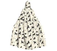 TZTTZT Cape de magicien avec capuche pour homme et femme - Chapeau de cowboy cheval imprimé noir sorcière cape de vampire à capuche, costumes d'Halloween