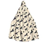 TZTTZT Cape de magicien avec capuche pour homme et femme - Chapeau d'étoile de cheval imprimé noir - Cape de vampire à capuche - Costumes d'Halloween