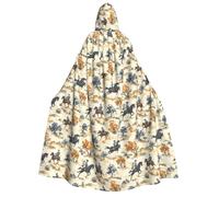 TZTTZT Cape de magicien avec capuche pour homme et femme - Imprimé cowboy occidental - Cape de vampire à capuche - Costume d'Halloween - Noir