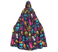 TZTTZT Cape de magicien avec capuche pour homme et femme - Imprimé tête de mort - Cape de vampire à capuche - Costume d'Halloween - Noir