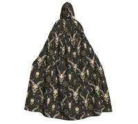 TZTTZT Cape de magicien avec capuche pour homme et femme - Imprimé tête de mort de chèvre cool - Cape de vampire à capuche - Costume d'Halloween - Noir
