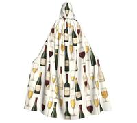 TZTTZT Cape de magicien avec capuche pour homme et femme - Imprimé vin rouge champagne - Cape de vampire à capuche - Costume d'Halloween