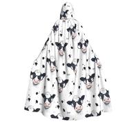 TZTTZT Cape de magicien avec capuche pour homme et femme - Mignon vache lunettes imprimé sorcière cape de vampire à capuche, costumes d'Halloween noir