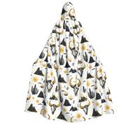 TZTTZT Cape de magicien avec capuche pour homme et femme - Noir et doré - Imprimé tête de mort de mouton - Cape de vampire à capuche - Costumes d'Halloween