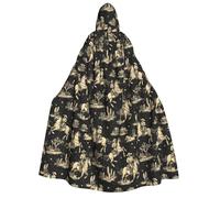 TZTTZT Cape de magicien avec capuche pour homme et femme - Rétro Western Cowboy Imprimé sorcière cape de vampire à capuche, costumes d'Halloween noir