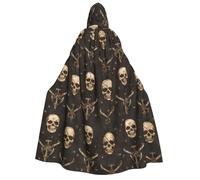 TZTTZT Cape de magicien avec capuche pour homme et femme - Style pirate - Imprimé tête de mort - Cape de vampire à capuche - Costume d'Halloween - Noir