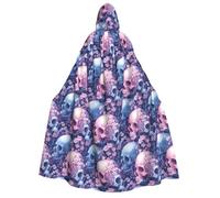 TZTTZT Cape de magicien avec capuche pour homme et femme - Tête de mort de fleur rose, cape de vampire à capuche, costume d'Halloween