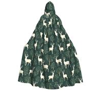 TZTTZT Cape de magicien avec capuche pour homme et femme - Vert cerf forêt imprimé sorcière cape de vampire à capuche, costumes d'Halloween