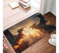 TZTTZT Castle Cool Fire Dragon Tapis de porte d'entrée, intérieur/extérieur, facile à nettoyer, pour entrée, terrasse, 40,6 x 61 cm, utilisation toutes saisons