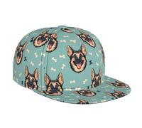 TZTTZT Chapeaux plats de camionneur pour femmes et hommes, casquette de baseball réglable avec imprimé berger allemand, casquette de baseball plate, casquette de baseball pour papa pour homme, noir