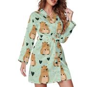 TZTTZT Chemise de nuit courte pour femme avec imprimé cochon d'Inde à manches longues, Style-18, S