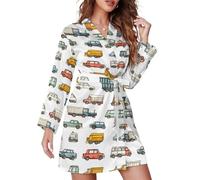 TZTTZT Chemises de nuit courtes pour femme en kimono - Cartoon Car A Print Ladies à manches longues Sleepwear House Coat, Style-29, XL