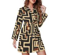 TZTTZT Chemises de nuit courtes pour femme - Imprimé labyrinthe camouflage à manches longues pour femme, Style 4, L