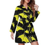 TZTTZT Chemises de nuit courtes pour femme Kimono - Imprimé chauve-souris verte à manches longues, Style-21, S
