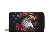 TZTTZT Classic Red Eagle-B Print Wallet Women Leather Bifold Multi Card Wallet, Long Purse Women Wallets