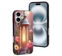 TZTTZT Compatible avec iPhone 16 - Imprimé lanterne lumineuse n° 12 - Coque de téléphone compatible avec iPhone 16, mignonne pour homme et femme, résistante aux rayures, noir