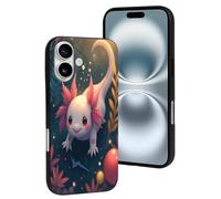 TZTTZT Coque compatible avec iPhone 16 - Coque de téléphone mignonne Axolotl rose n° 7 compatible avec iPhone 16, mignonne pour homme et femme, résistante aux rayures