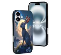 TZTTZT Coque compatible avec iPhone 16 - Daisy Rabbit Moon Print No.7 - Coque de téléphone compatible avec iPhone 16 - Coque mignonne pour homme et femme - Résistante aux rayures