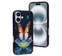 TZTTZT Coque compatible avec iPhone 16 - Imprimé papillon coloré n° 831 - Coque de téléphone compatible avec iPhone 16 - Coque mignonne pour homme et femme - Résistante aux rayures