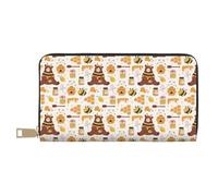 TZTTZT Cute Bee Honey Jar Hive Bear Portefeuille en cuir à deux volets pour femmes, portefeuille multi-cartes, porte-monnaie long pour femme