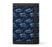 TZTTZT Cyber Cool Portefeuille à imprimé requin pour homme, petit portefeuille à deux volets pour homme, 8 porte-cartes de crédit, poche avant mince minimaliste