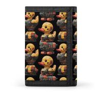 TZTTZT Cyber Portefeuille mignon imprimé canard pour homme, petit portefeuille à deux volets, 8 porte-cartes de crédit, poche avant mince minimaliste