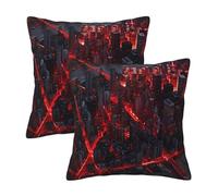 TZTTZT Cyberpunk Lot de 2 housses de coussin décoratives avec lumières de paysage urbain, 30,5 x 30,5 cm, pour canapé, lit, salon, maison de campagne