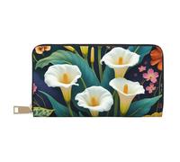 TZTTZT Élégant blanc Calla Lily Print Wallet Femmes, Cuir Bifold Multi Card Wallet, Long sac à main Femmes Portefeuilles