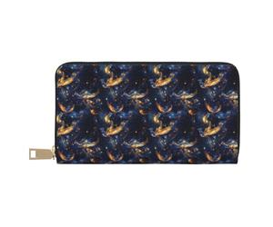 TZTTZT Fantasy Gold Blue Phoenix Print Wallet Women Leather Bifold Multi Card Wallet, Long Purse Women Wallets