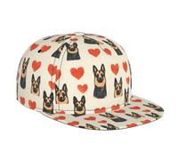 TZTTZT Flat Bill Trucker Chapeaux pour femmes et hommes - Casquette de baseball plate réglable avec imprimé cœur berger allemand pour homme Noir