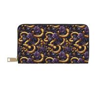 TZTTZT Golden Snake Purple Rose Print Wallet Women Leather Bifold Multi Card Wallet, Long Purse Women Wallets