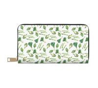 TZTTZT green onions Portefeuille en cuir avec motif d'asperges pour femme, portefeuille pliable pour plusieurs cartes, portefeuille long pour femme
