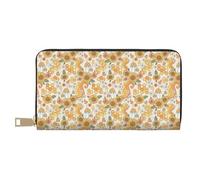 TZTTZT Groovy Hippie Flower Champignons Portefeuille Femme Portefeuille en Cuir Multi-Cartes Portefeuille Longue pour Femme