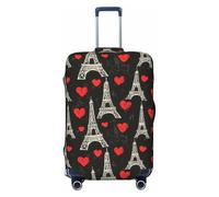 TZTTZT Housse de protection pour bagages - Motif cœur Tour Eiffel pour valises, Noir , 25-28