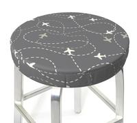 TZTTZT Housses de tabourets de bar antidérapantes, motif itinéraires d'avion autour du monde, housses de siège de tabouret de bar de 30,5 cm, housses lavables rondes