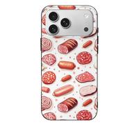 TZTTZT Imprimé saucisse steak rose compatible avec iPhone 17 Pro Max, coque fine et mignonne compatible avec iPhone 17 Pro Max, contrôle de l'appareil photo, protection antichoc