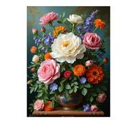 TZTTZT Kits d'art diamant pour adultes - Bouquet de fleurs dans un vase en céramique pour adultes débutants, peinture diamant sans cadre pour décoration murale de la maison