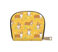 TZTTZT Lindo Corgi Dog Porte-cartes en cuir pour femme Motif empreintes colorées