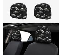 TZTTZT Lot de 2 housses d'appui-tête de voiture avec imprimé dauphins noirs, accessoires de décoration esthétique pour homme et femme