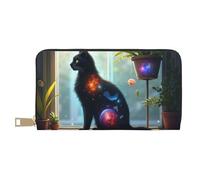 TZTTZT Magical Black Cat-A Print Wallet Women Leather Bifold Multi Card Wallet, Long Purse Women Wallets