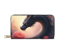 TZTTZT Magical Black Dragon-A Print Wallet Women Leather Bifold Multi Card Wallet, Long Purse Women Wallets