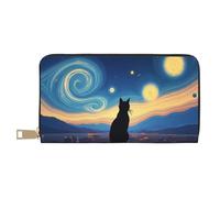 TZTTZT Magical Blue Cat-B Print Wallet Women Leather Bifold Multi Card Wallet, Long Purse Women Wallets