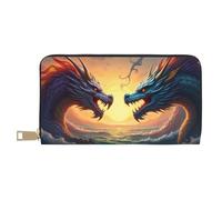 TZTTZT Magical Blue Dragon Duo-A Print Wallet Women Leather Bifold Multi Card Wallet, Long Purse Women Wallets