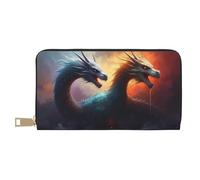 TZTTZT Magical Blue Dragon Duo Print Wallet Women Leather Bifold Multi Card Wallet, Long Purse Women Wallets