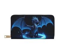 TZTTZT Magical Blue Dragon-E Print Wallet Women Leather Bifold Multi Card Wallet, Long Purse Women Wallets