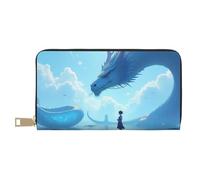 TZTTZT Magical Blue Dragon Print Wallet Women Leather Bifold Multi Card Wallet, Long Purse Women Wallets