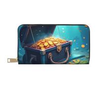 TZTTZT Magical Blue Treasure Chest-A Print Wallet Women Leather Bifold Multi Card Wallet, Long Purse Women Wallets