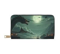 TZTTZT Magical Green Dragon-A Print Wallet Women Leather Bifold Multi Card Wallet, Long Purse Women Wallets